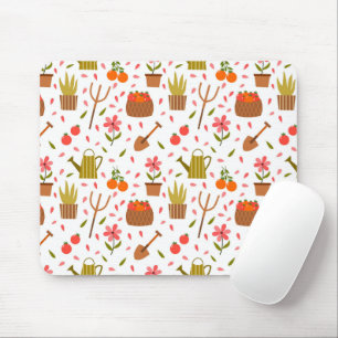 Cute Gardening Tools and Plants Seamless Pattern Mouse Mat