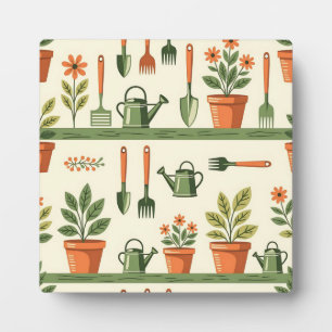 Cute Gardening Tools Floral Pattern Cosy Plaque