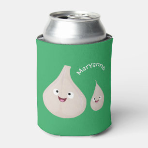 Cute garlic cartoon vegetable illustration can cooler