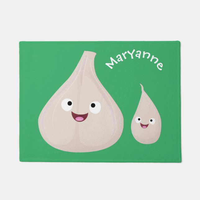 Cute garlic cartoon vegetable illustration doormat (Front)