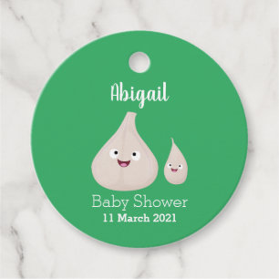 Cute garlic cartoon vegetable illustration favour tags
