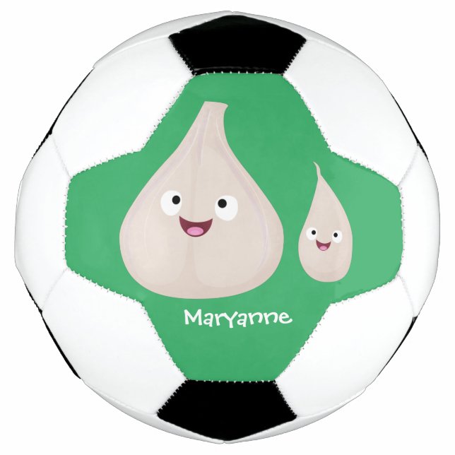 Cute garlic cartoon vegetable illustration football (Front)
