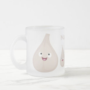 Cute garlic cartoon vegetable illustration frosted glass coffee mug