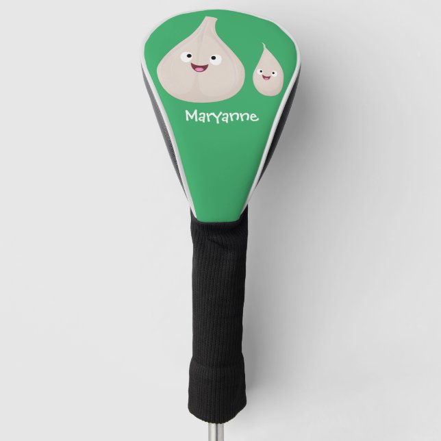 Cute garlic cartoon vegetable illustration golf head cover (Front)