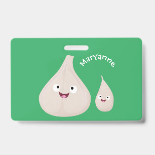 Cute garlic cartoon vegetable illustration ID badge
