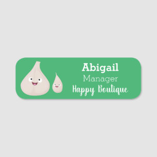 Cute garlic cartoon vegetable illustration  name tag