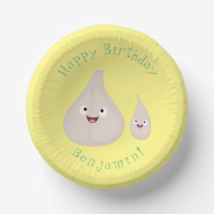 Cute garlic cartoon vegetable illustration paper plate