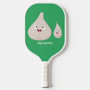 Cute garlic cartoon vegetable illustration pickleball paddle