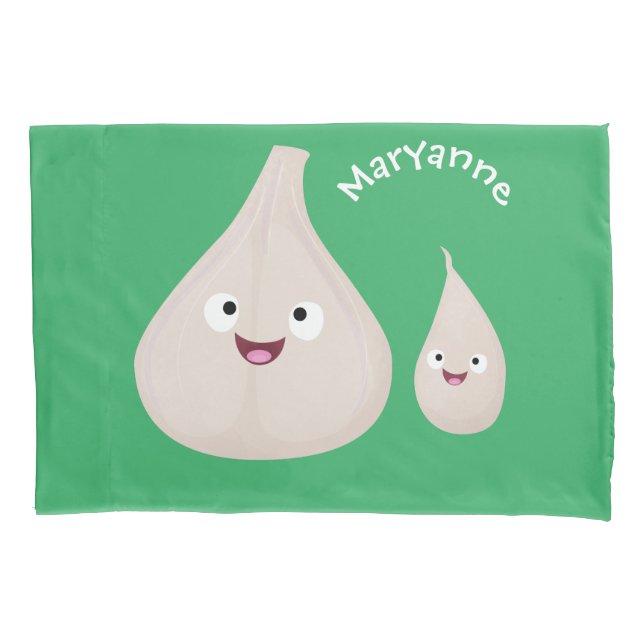 Cute garlic cartoon vegetable illustration pillowcase (Front)