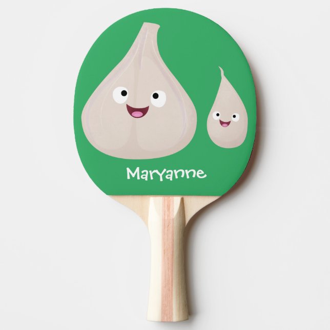 Cute garlic cartoon vegetable illustration ping pong paddle (Front)