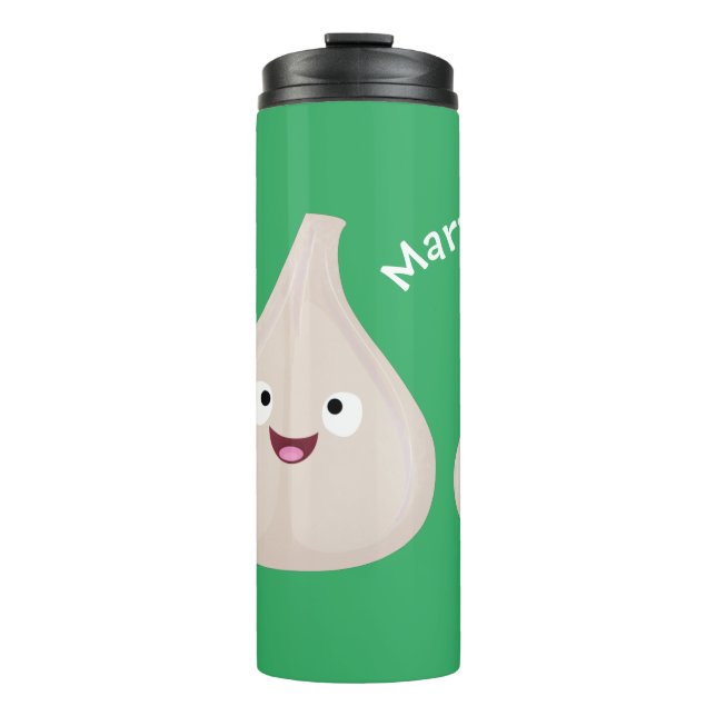 Cute garlic cartoon vegetable illustration thermal tumbler (Front)