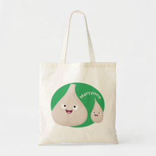 Cute garlic cartoon vegetable illustration tote bag