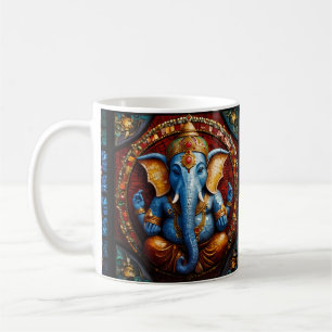 Cute Garnesh God Blue Mosaic Stained Glass Coffee Mug