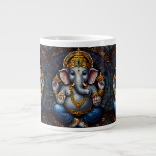 Cute Garnesh God in elephant form blue mosaic  Large Coffee Mug