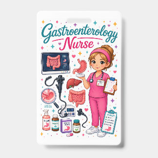 Cute Gastroenterology Nurse Medical Badge Design ID Badge