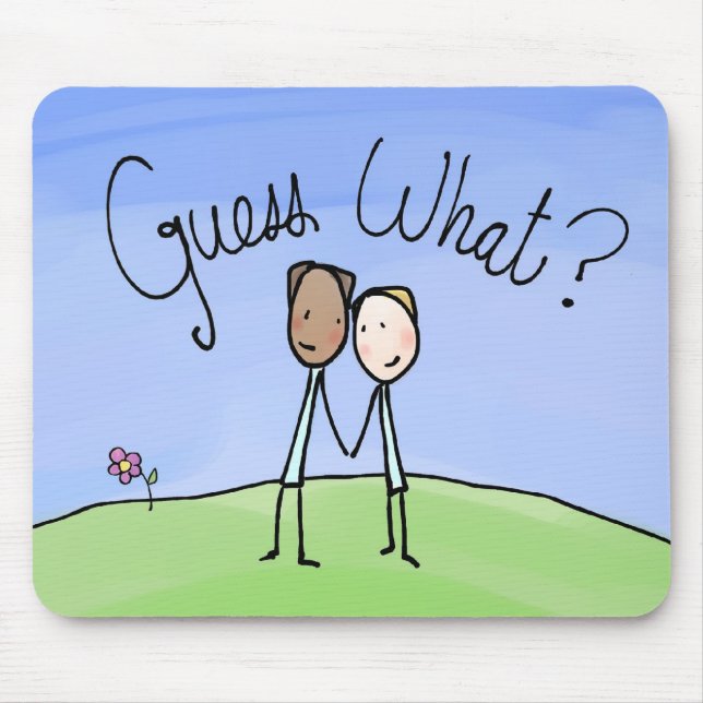 Cute Gay Couple Guess What Mouse Mat (Front)