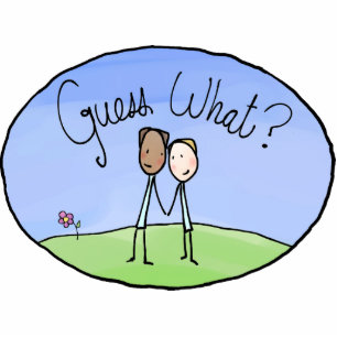 Cute Gay Couple Guess What Photo Sculpture Decoration