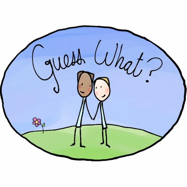 Cute Gay Couple Guess What Photo Sculpture Decoration (Front)