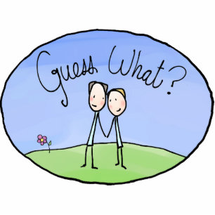 Cute Gay Couple Guess What Photo Sculpture Decoration