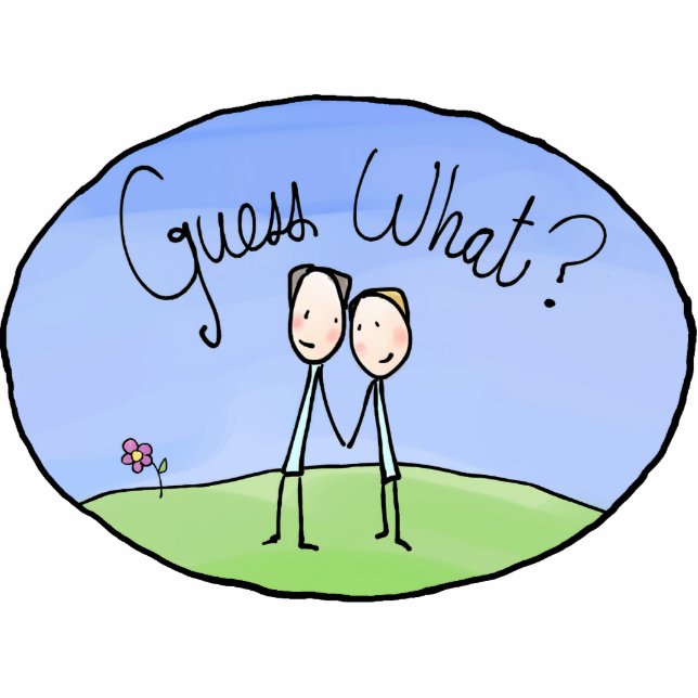 Cute Gay Couple Guess What Photo Sculpture Decoration (Front)