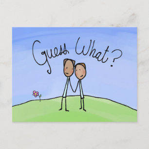 Cute Gay Couple Guess What Postcard