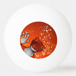 Cute gecko in red ping pong ball