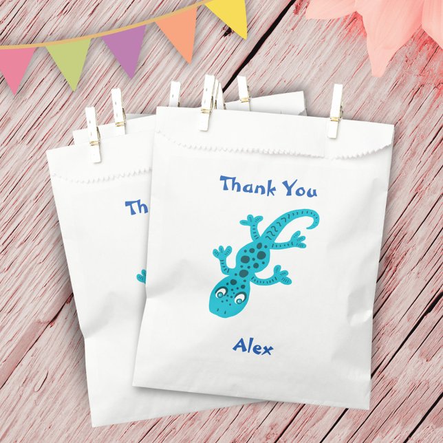 Cute Gecko Lizard Blue Kids Birthday Thank You Favour Bags (Creator Uploaded)