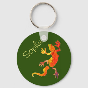 Cute gecko lizard reptile art key ring