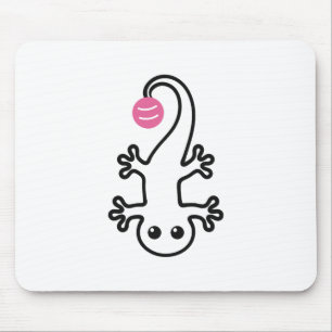 Cute Gecko One Line With A Pink Ball Mouse Mat