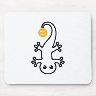 Cute Gecko One Line With A Yellow Ball Mouse Mat