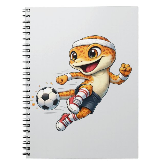 Cute Gecko Soccer Cartoon Notebook (Front)