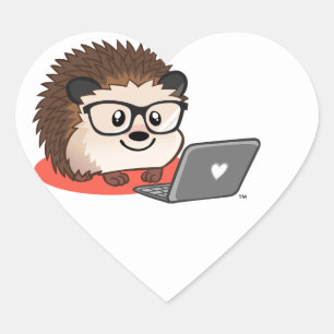 Cute Geeky Nerdy Hedgehog On A Laptop Sticker