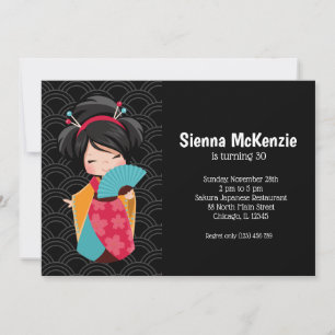 Cute Geisha * choose your background colour Invitation