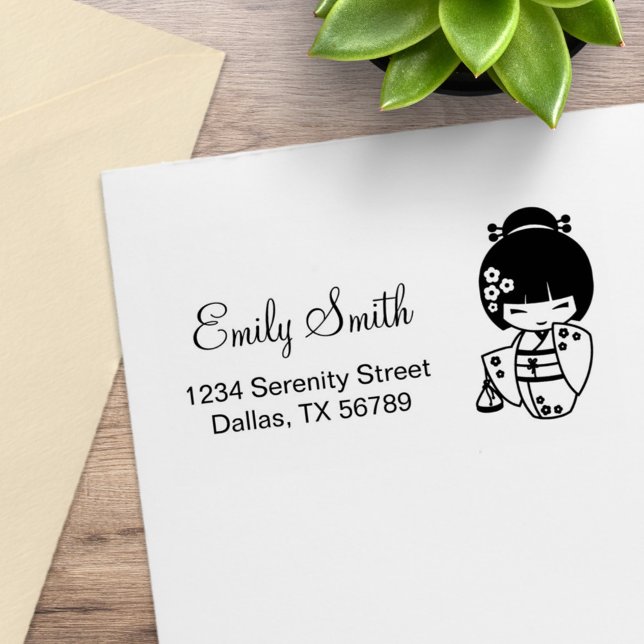 Cute Geisha Girl Address Rubber Stamp (Creator Uploaded)