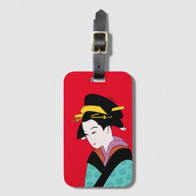 Cute Geisha Japanese art Luggage Tag (Front Vertical)
