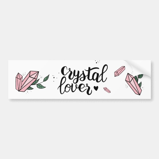 Cute Gem Trendy Girly Pink Gemstone Crystals Bumper Sticker (Front)