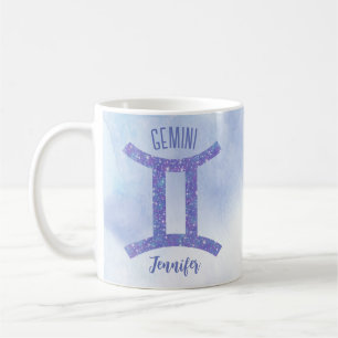 Cute Gemini Astrology Sign Personalised Purple Coffee Mug