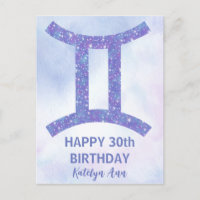 Cute Gemini Sign Custom Purple Happy Birthday