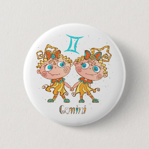 Cute Gemini Twins 6 Cm Round Badge