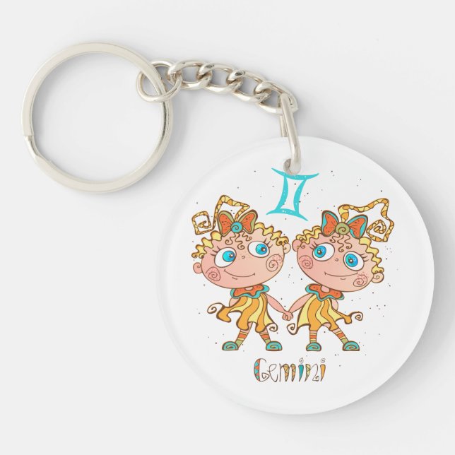 Cute Gemini Twins Key Ring (Front)