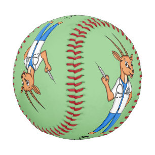Cute Gemsbok antelope doctor cartoon Baseball