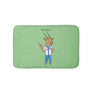 Cute Gemsbok antelope doctor cartoon Bath Mat