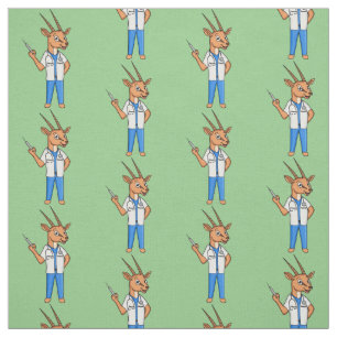 Cute Gemsbok antelope doctor cartoon Fabric