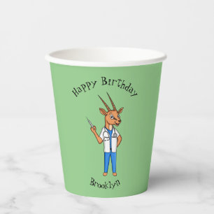 Cute Gemsbok antelope doctor cartoon Paper Cups