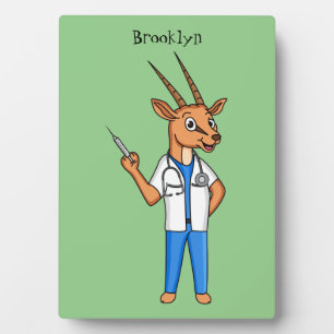 Cute Gemsbok antelope doctor cartoon Plaque