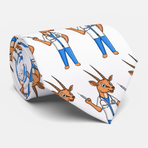 Cute Gemsbok antelope doctor cartoon Tie