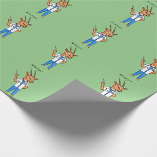Cute Gemsbok antelope doctor cartoon Wrapping Paper