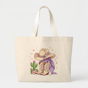 Cute Gen Z Western Boho Cowgirl Fashion Accessory Large Tote Bag