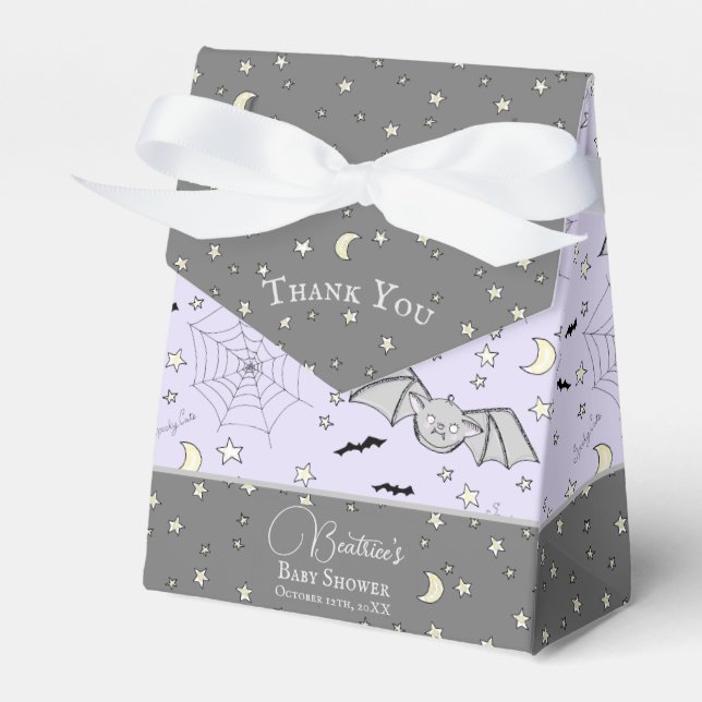 Cute Gender Neutral Baby Bats Halloween & Fall Favour Box (Front Side)