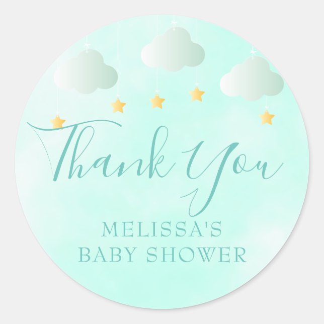 Cute Gender Neutral Baby Shower Thank You Favour Classic Round Sticker (Front)